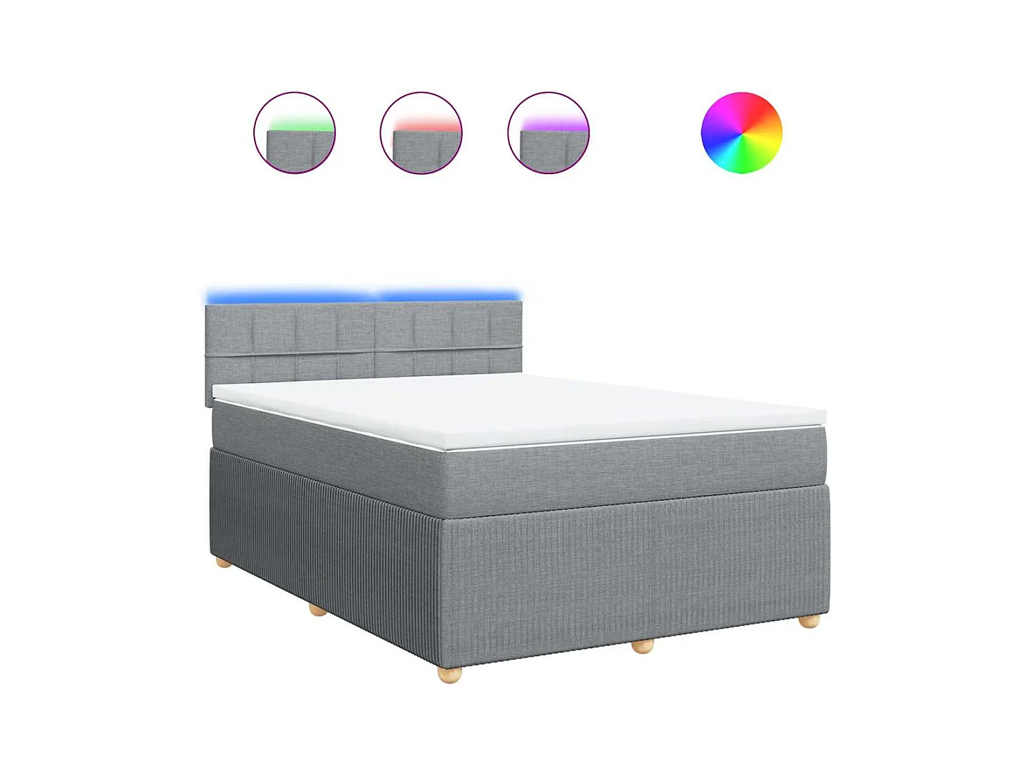 Sommier à lattes de lit avec matelas Gris clair 140x190cm Tissu