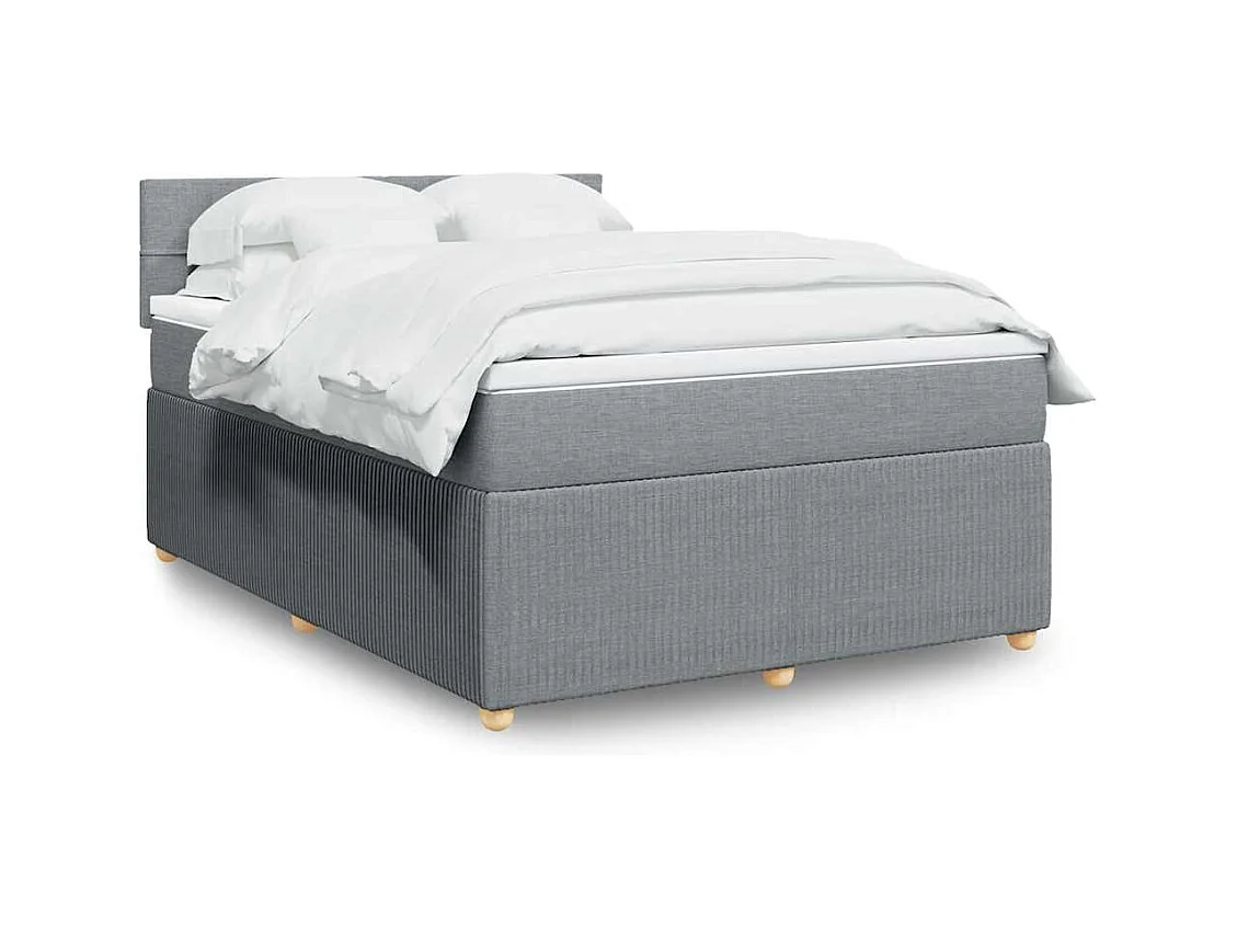 Cama com molas/colchão 140x190 cm tecido cinzento-claro