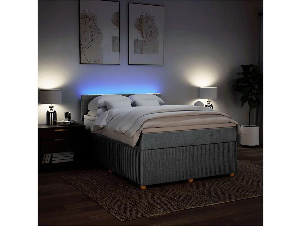 Giroletto a Molle con Materasso Grigio Chiaro 140x190cm Tessuto
