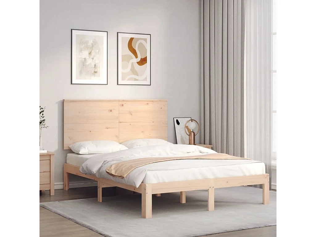Estructura de cama sin colchón madera de pino blanca 140x200 cm