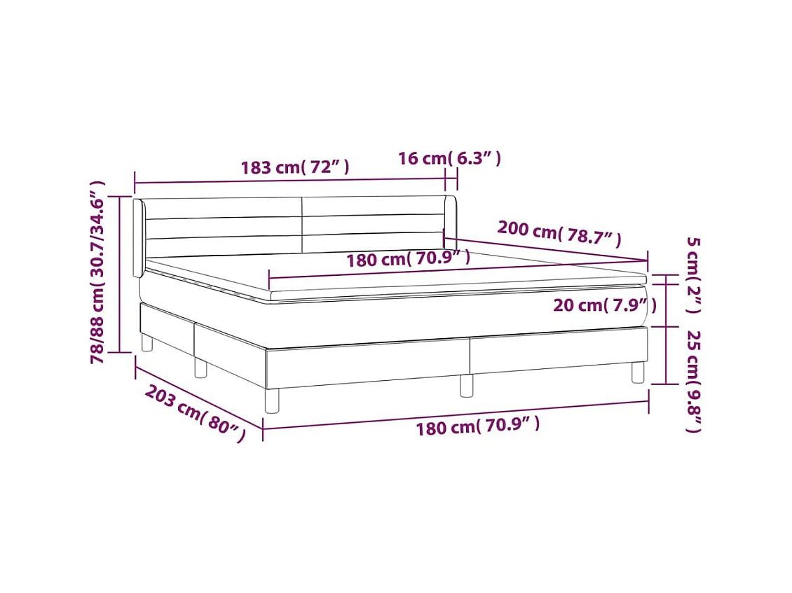 Sommier à lattes de lit avec matelas Crème 180x200 cm Tissu