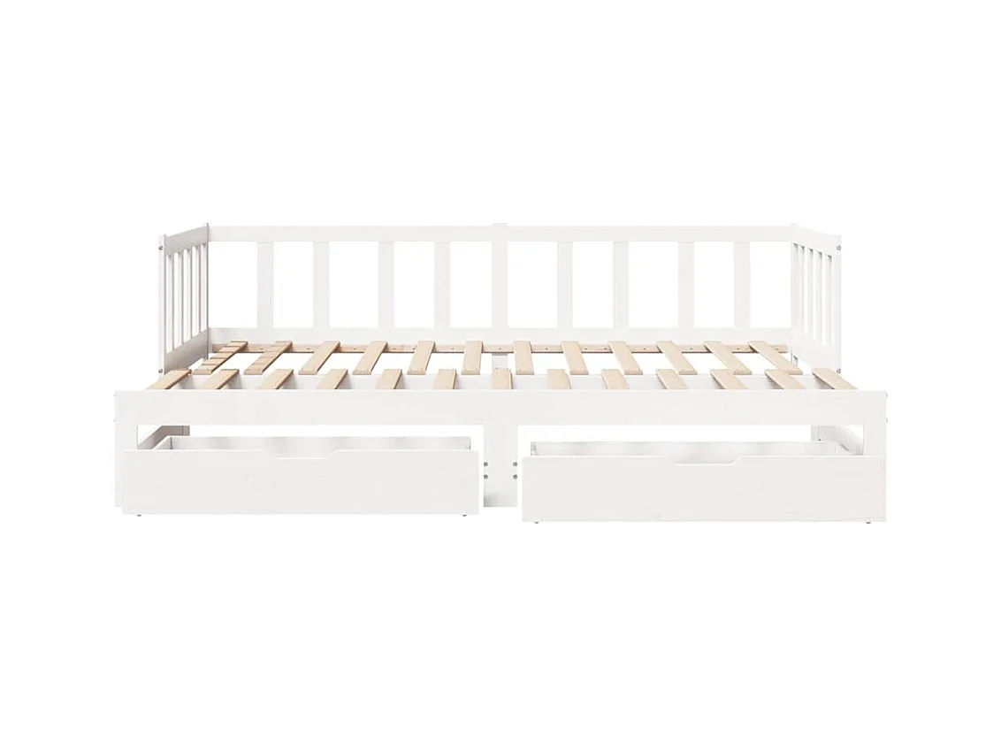 Lit de jour avec gigogne et tiroirs sans matelas blanc 90x190cm