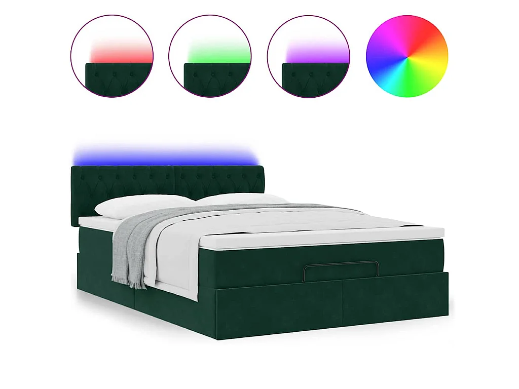 Estructura de cama otomana con colchón verde oscuro 140x200 cm