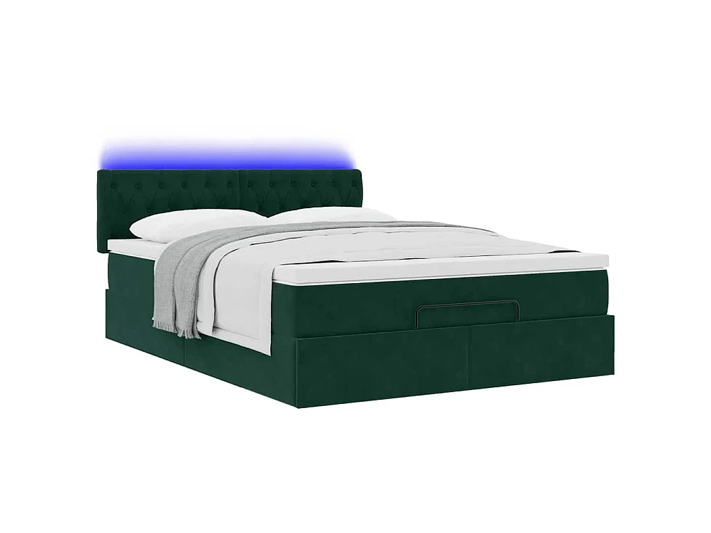 Estructura de cama otomana con colchón verde oscuro 140x200 cm