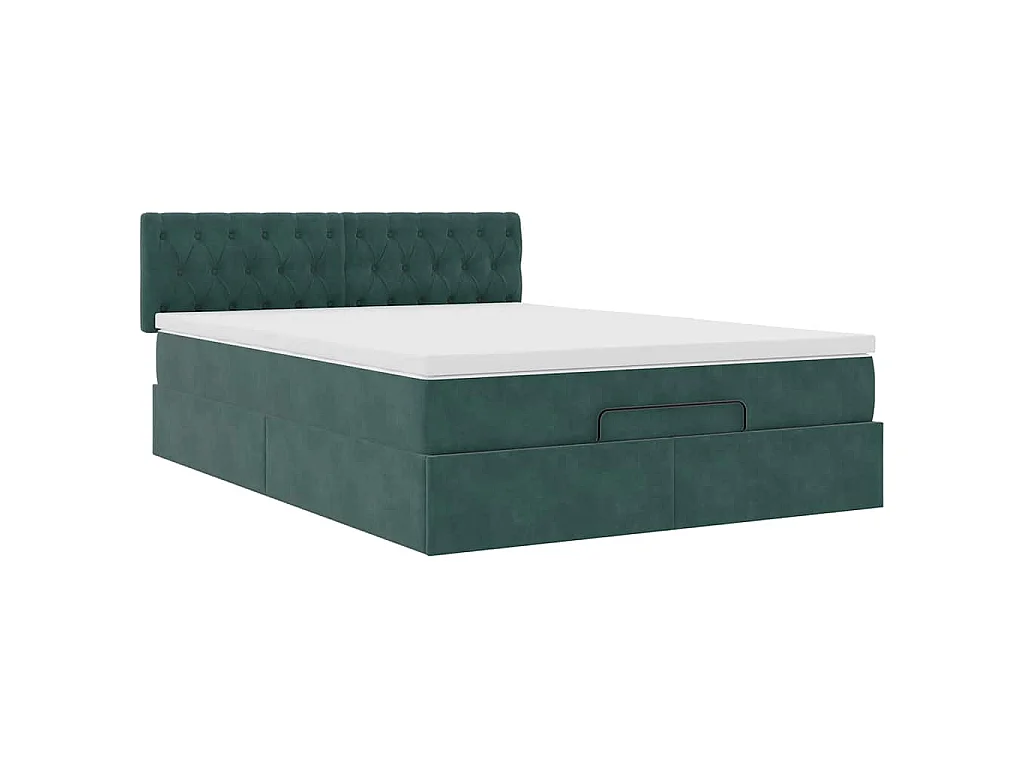 Estructura de cama otomana con colchón verde oscuro 140x200 cm