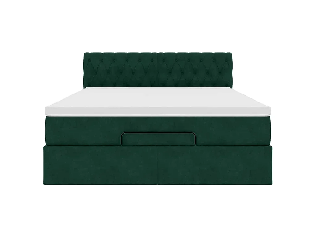 Estructura de cama otomana con colchón verde oscuro 140x200 cm