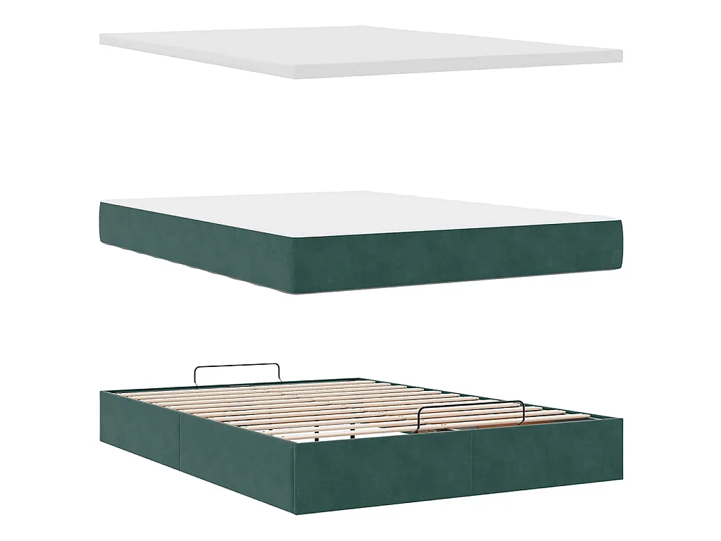 Estructura de cama otomana con colchón verde oscuro 140x200 cm