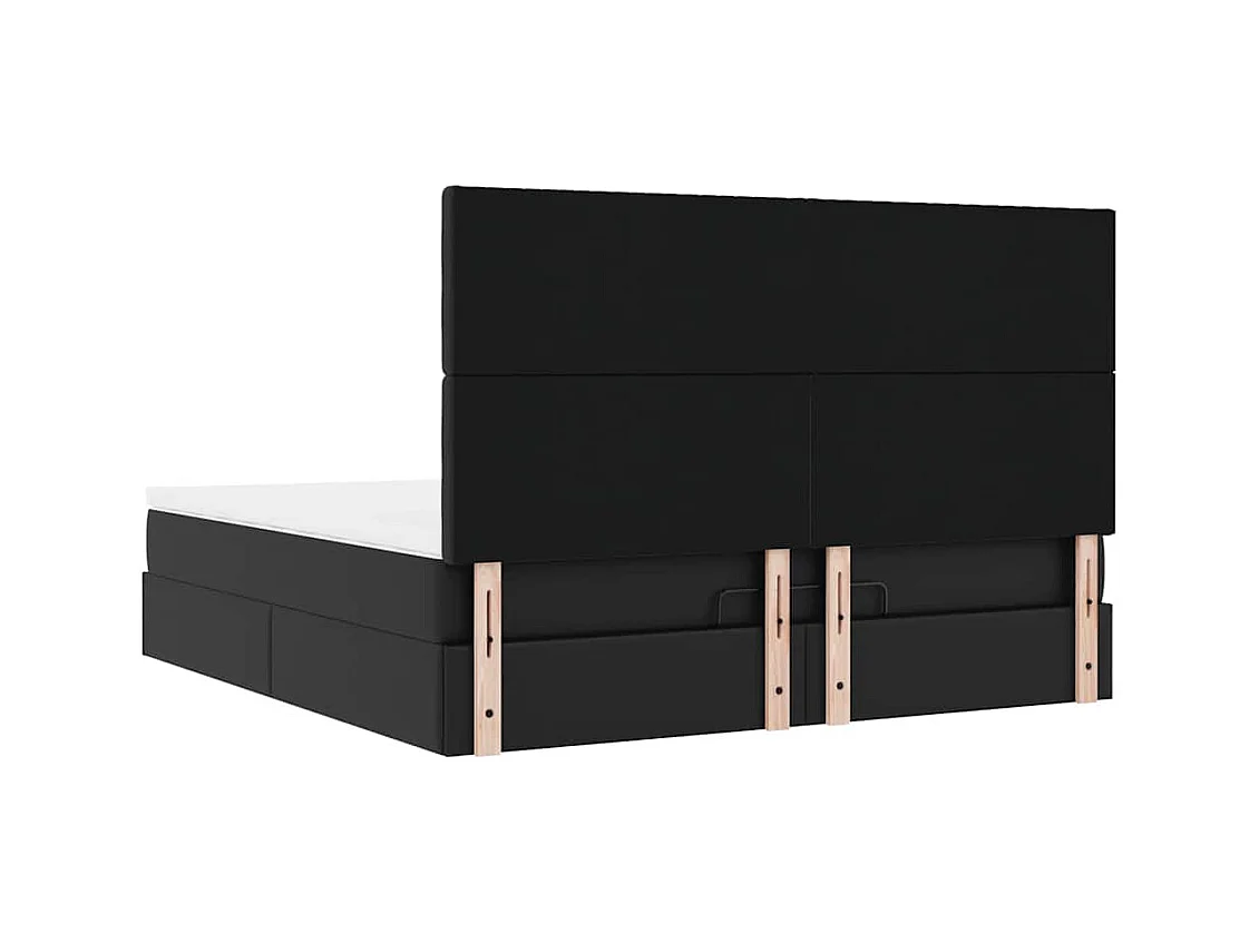 Struttura Letto Pouf con Materasso Nero 160x200 cm Similpelle