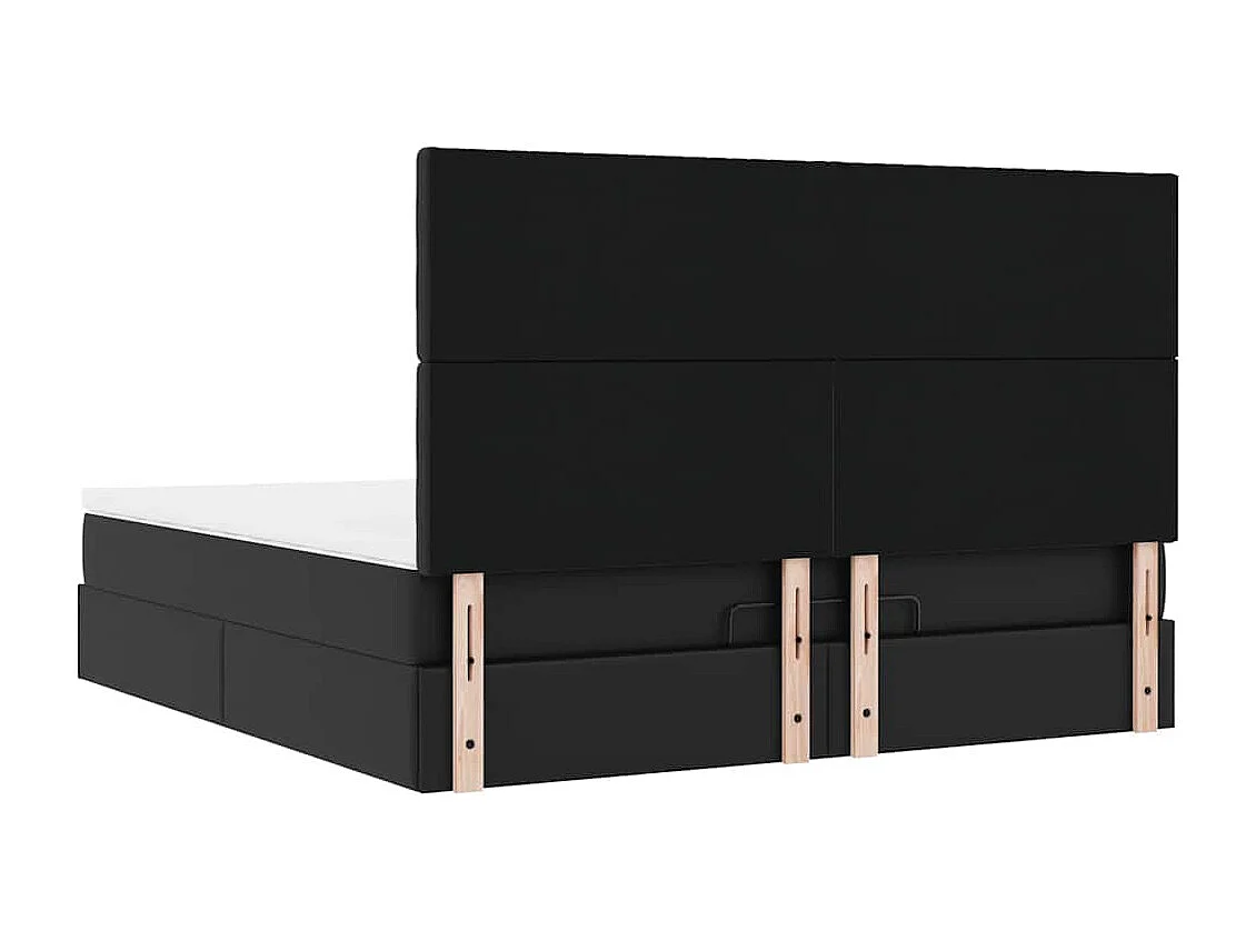 Cadre de lit ottoman avec matelas noir 160x200 cm similicuir