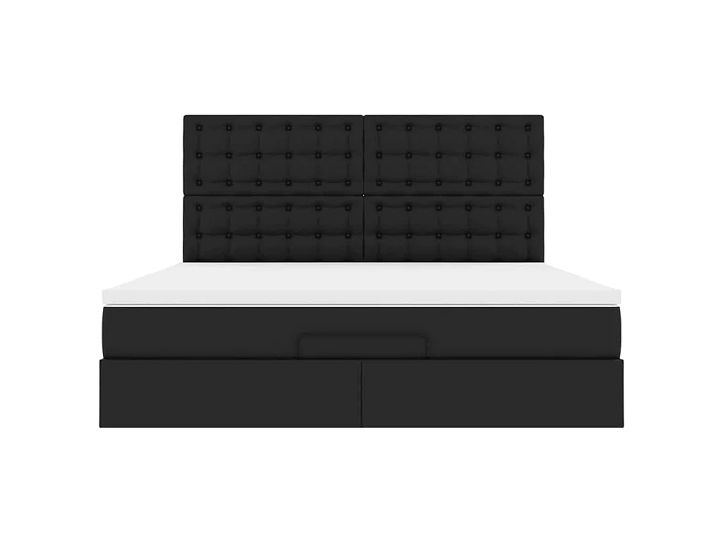 Ottoman bed met matras 160x200cm kunstleer zwart