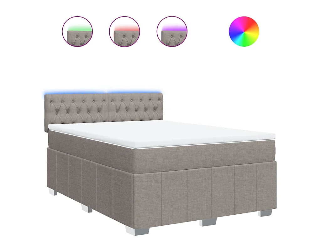Sommier à lattes de lit avec matelas Taupe 160x200 cm Tissu