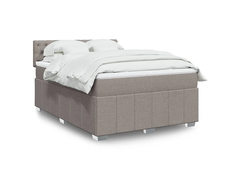 Sommier à lattes de lit avec matelas Taupe 160x200 cm Tissu