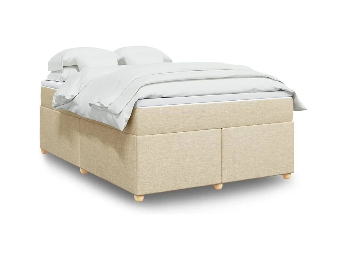 Sommier à lattes de lit avec matelas Crème 140x200 cm Tissu