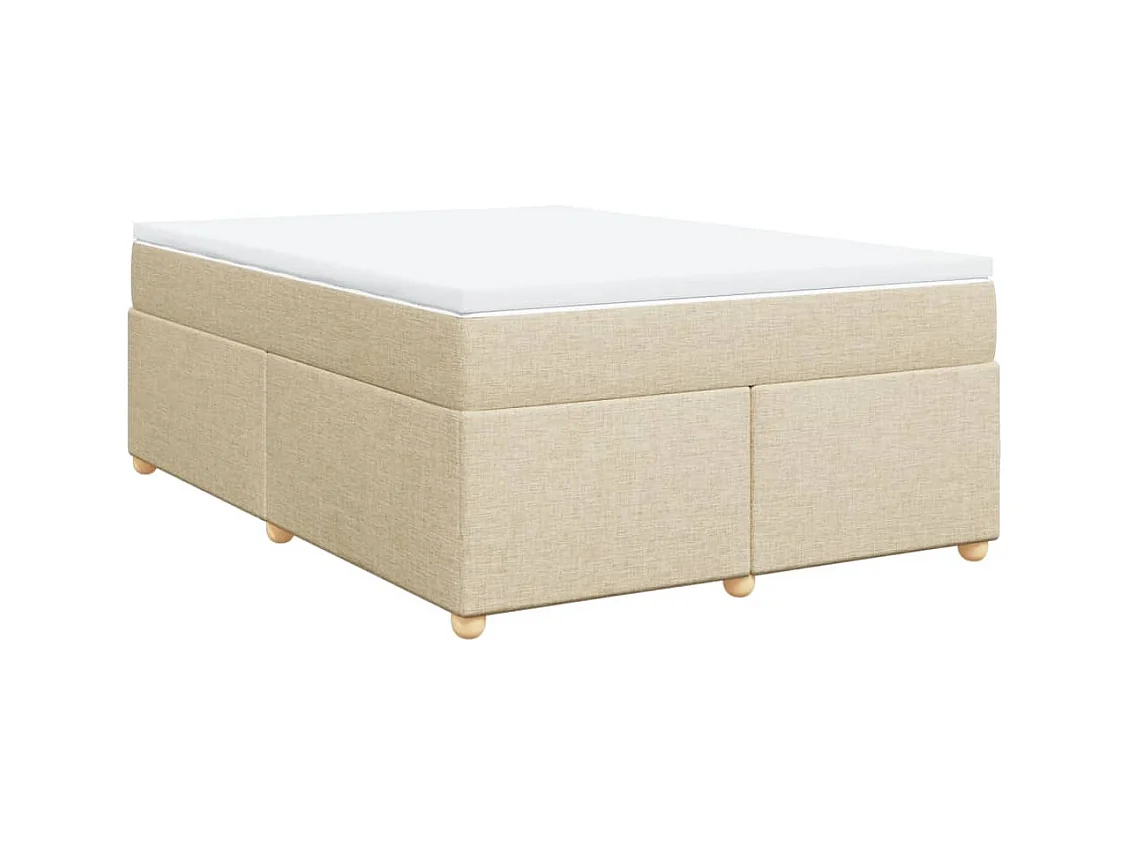Sommier à lattes de lit avec matelas Crème 140x200 cm Tissu