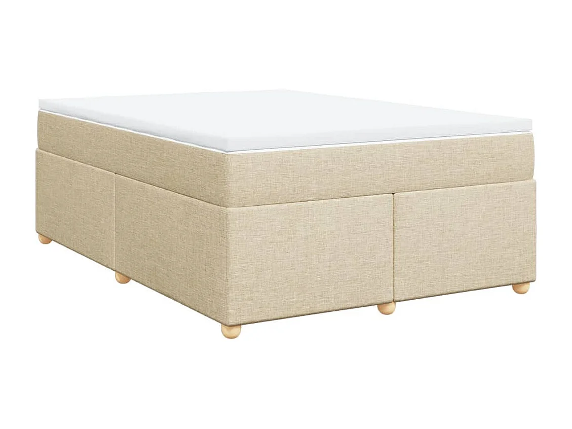 Cama box spring con colchón tela color crema 140x200 cm