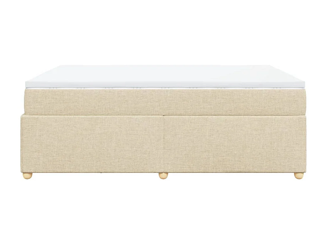 Cama box spring con colchón tela color crema 140x200 cm