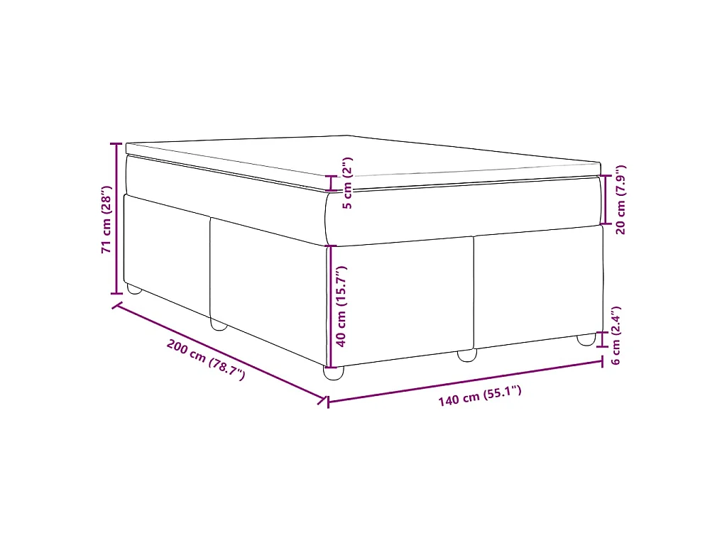 Boxspring met matras stof crèmekleurig 140x200 cm