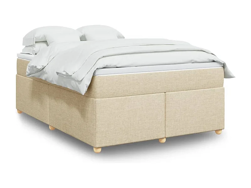 Sommier à lattes de lit avec matelas Crème 140x200 cm Tissu
