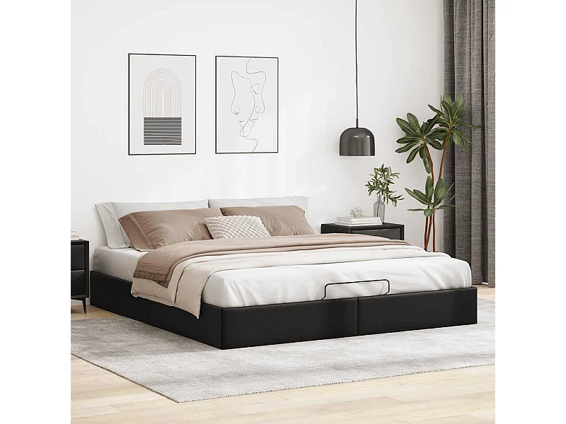 Cadre de lit ottoman sans matelas noir 160x200 cm similicuir