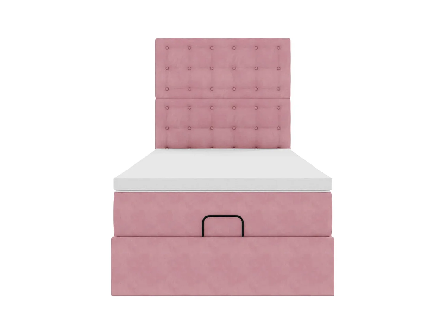 Cadre de lit ottoman avec matelas rose 90x190 cm velours
