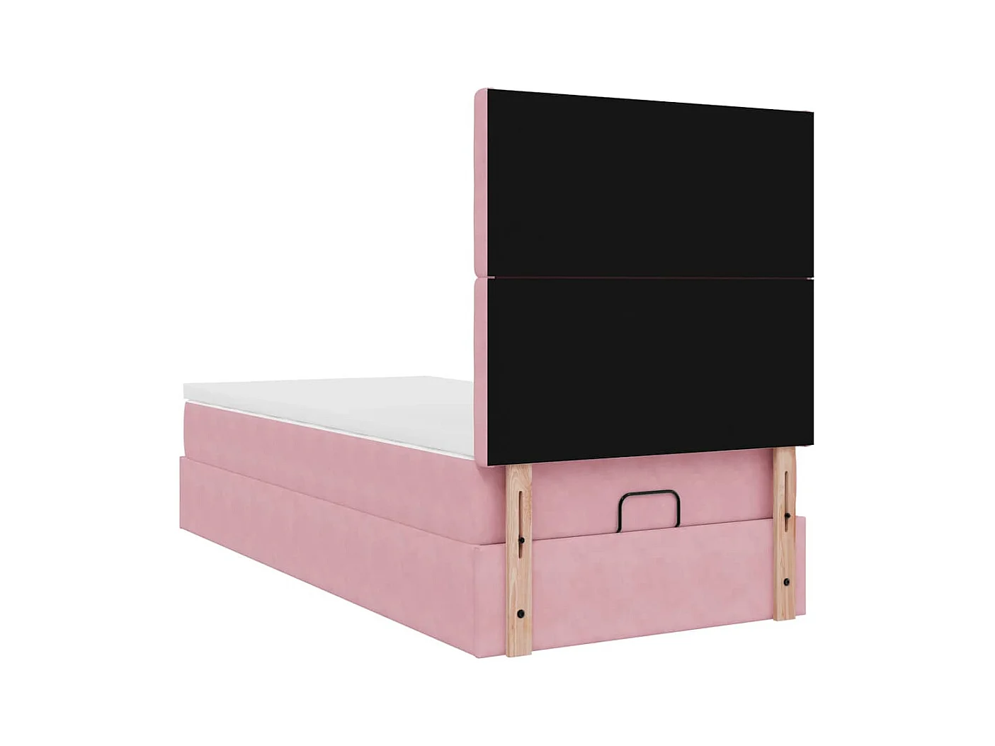 Cadre de lit ottoman avec matelas rose 90x190 cm velours