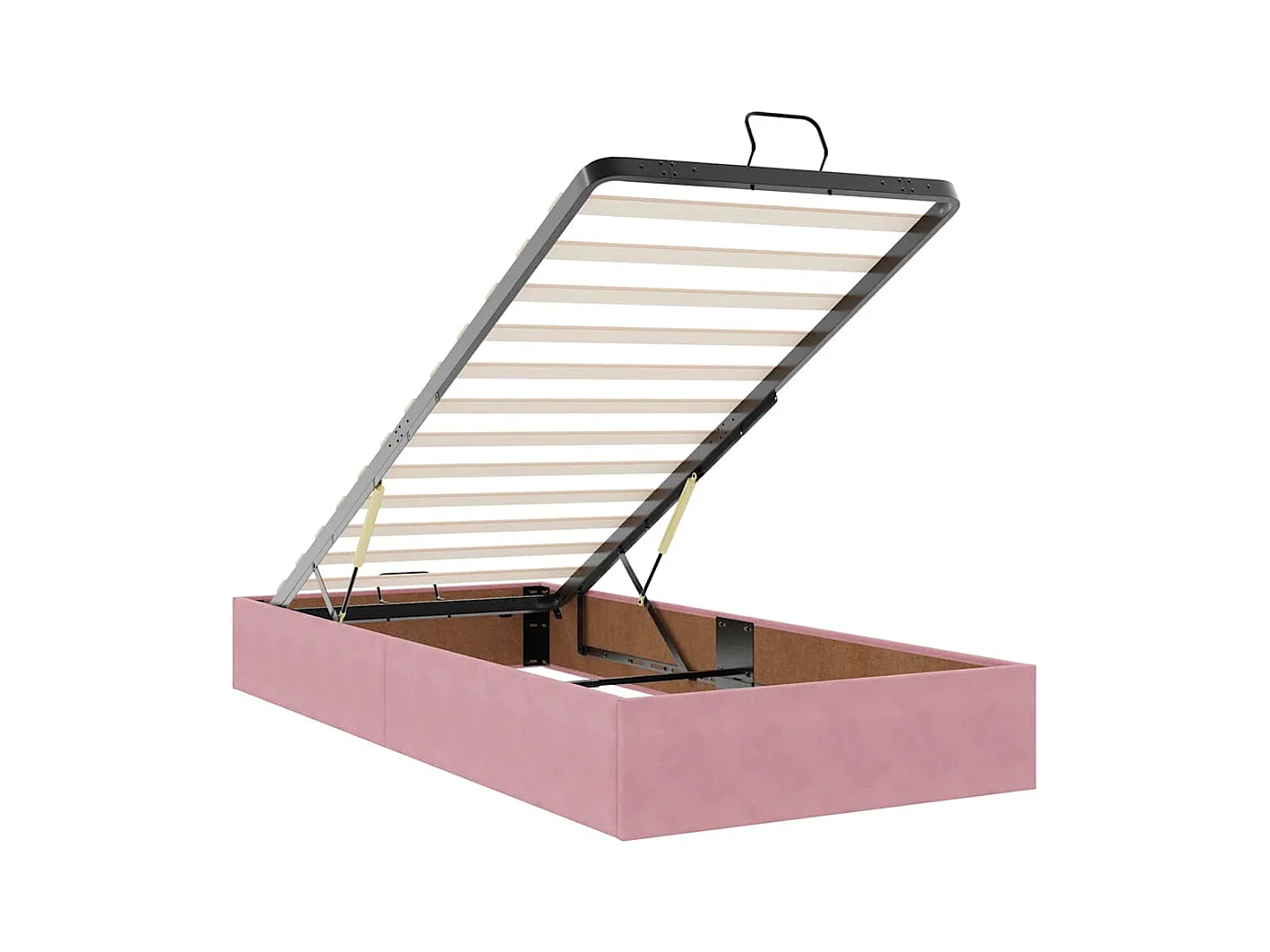 Cadre de lit ottoman avec matelas rose 90x190 cm velours