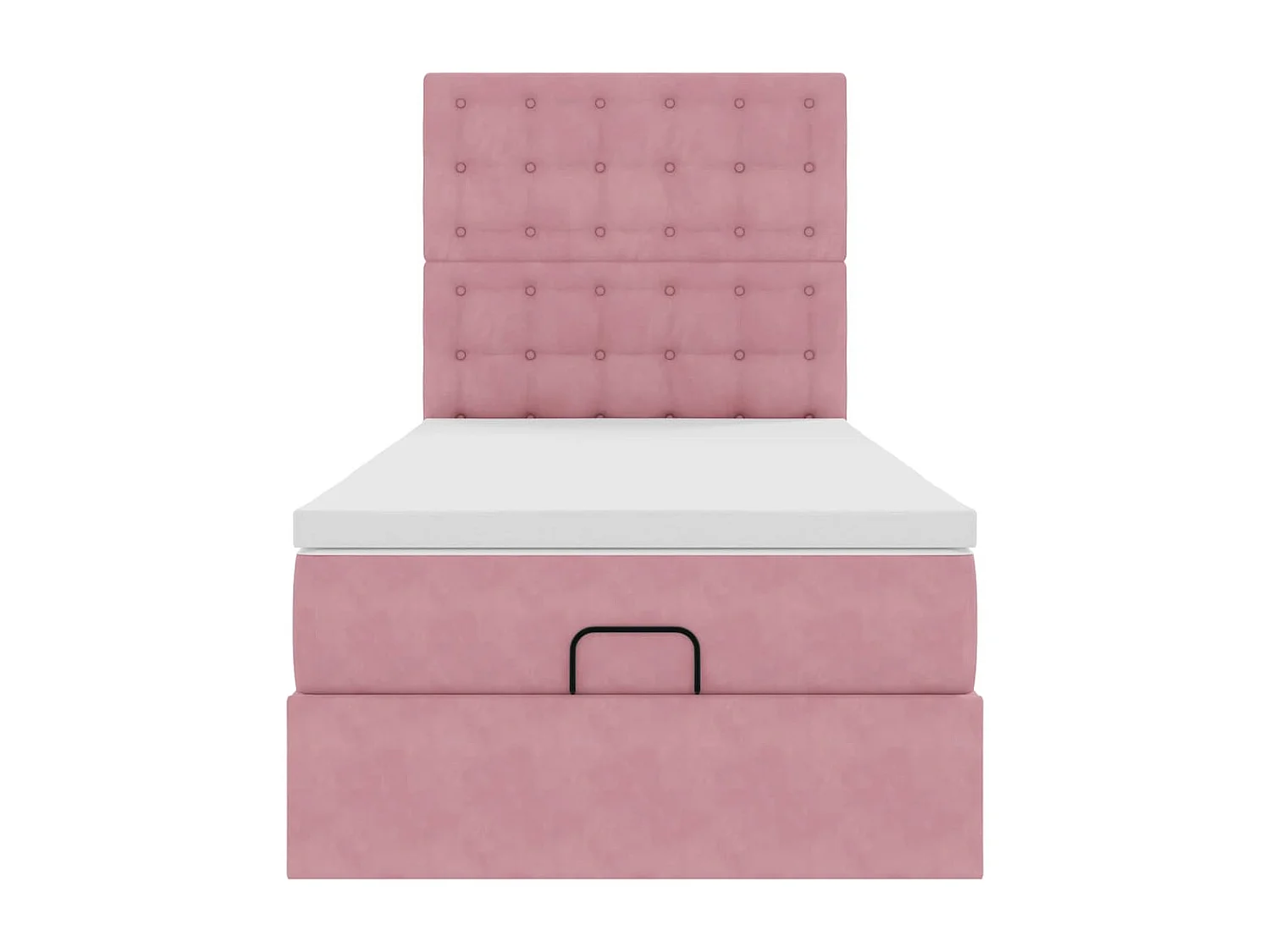 Cadre de lit ottoman avec matelas rose 90x190 cm velours