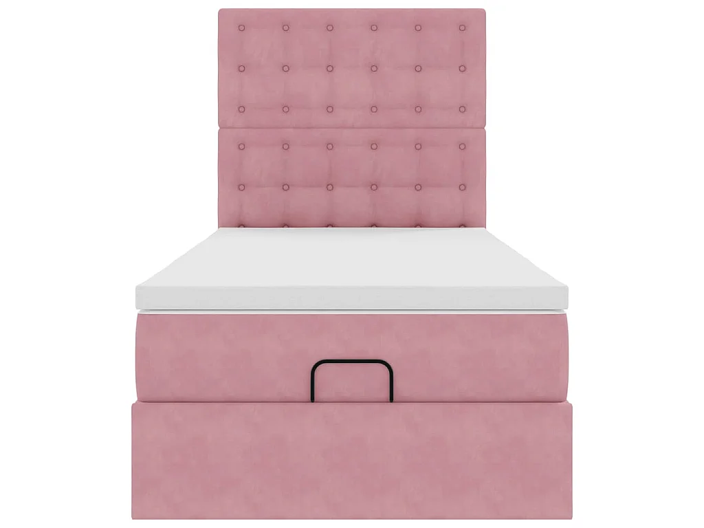 Ottoman bed met matrassen 90x190cm fluweel roze