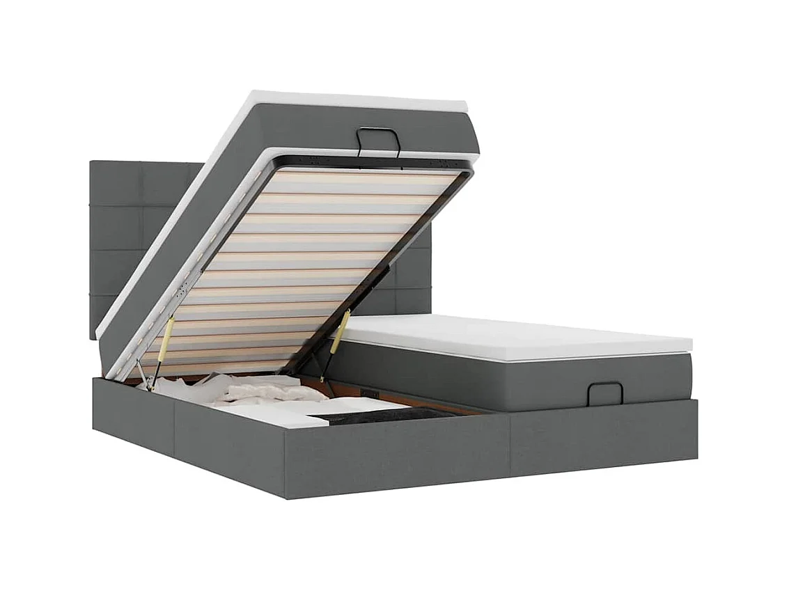 Ottoman bed met matrassen en LED's 180x200cm stof donkergrijs