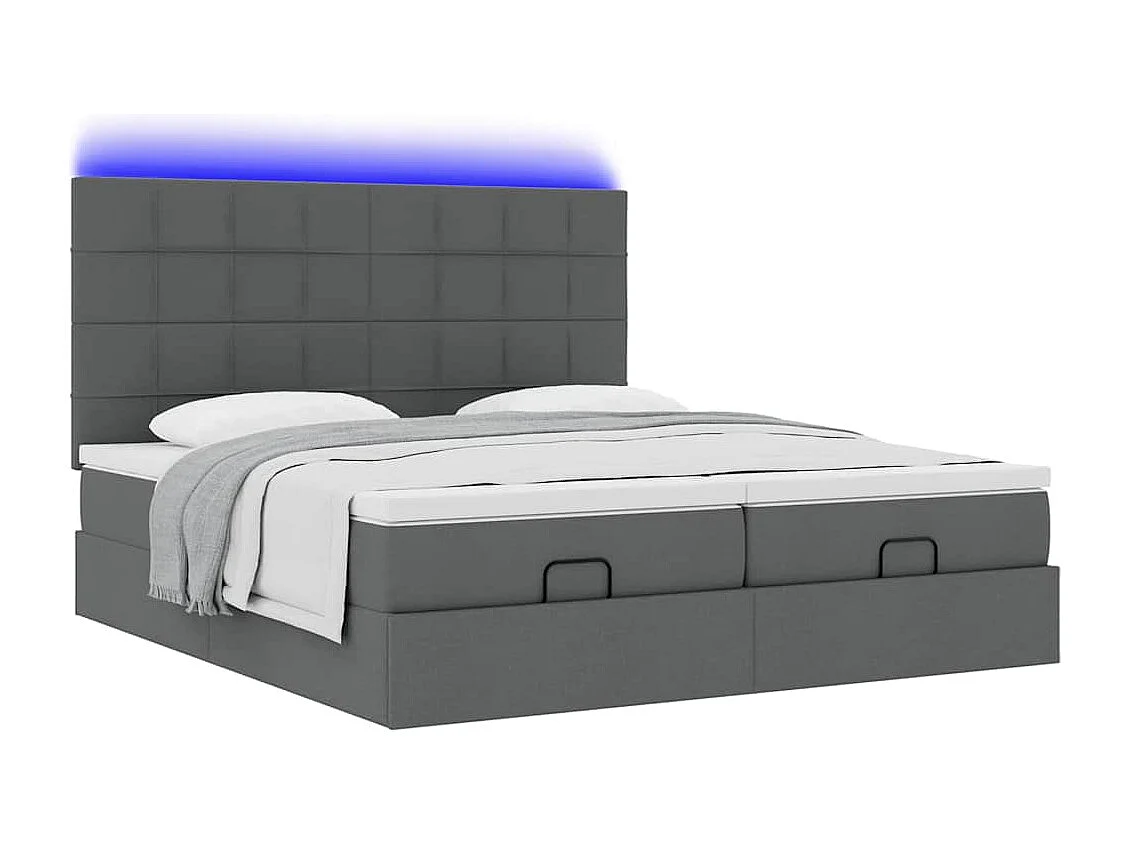 Ottoman bed met matrassen en LED's 180x200cm stof donkergrijs