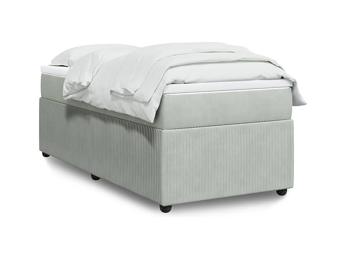 Cama com molas/colchão 90x190 cm veludo cinza-claro