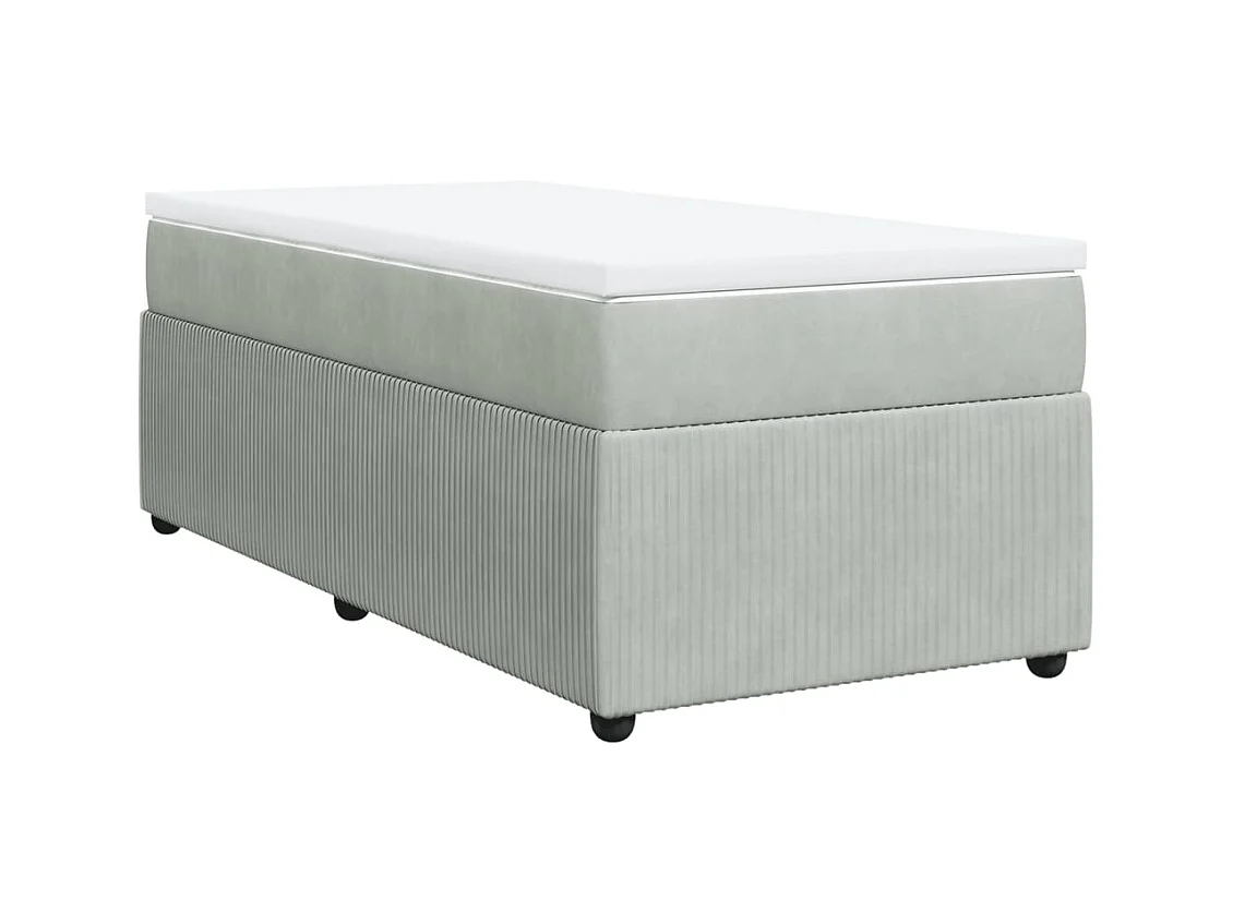 Cama com molas/colchão 90x190 cm veludo cinza-claro