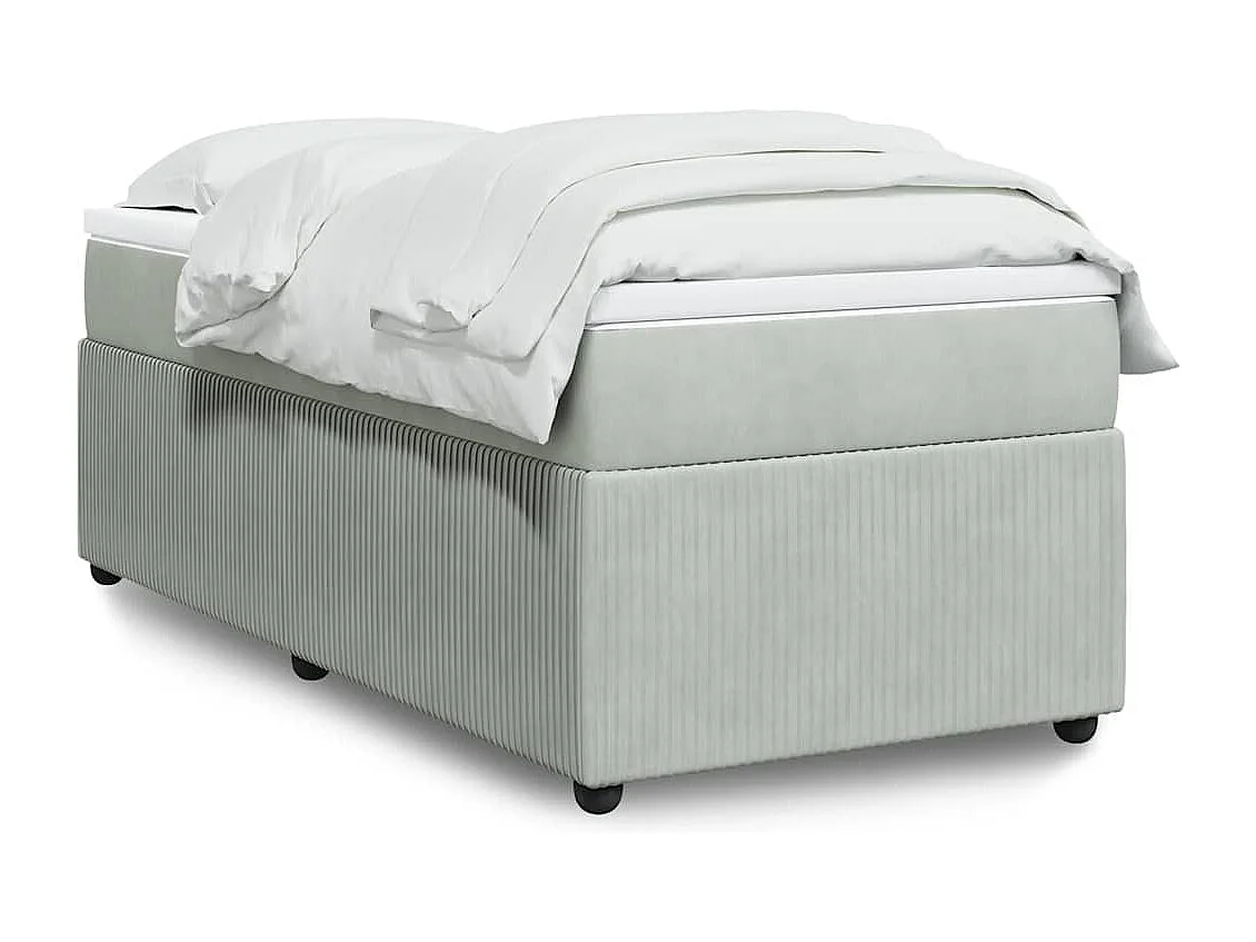 Boxspringbett mit Matratze Hellgrau 90x190 cm Samt