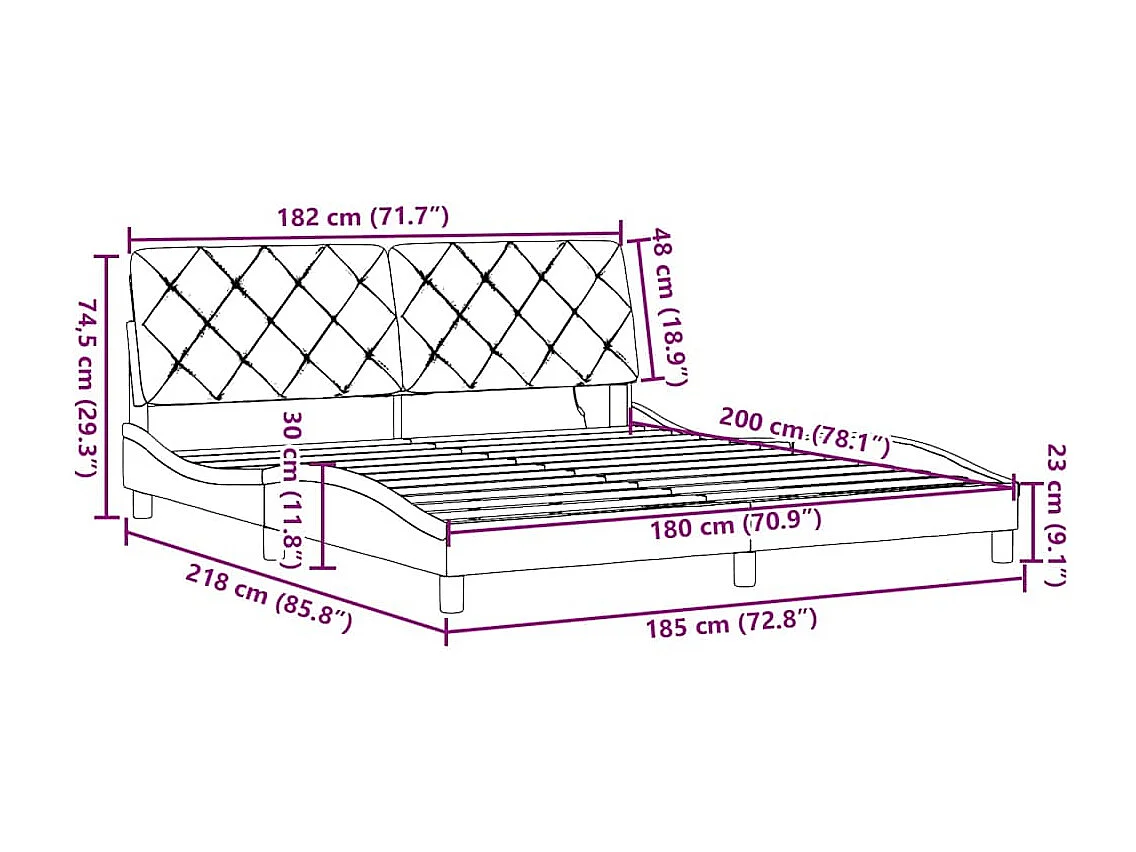 Bedframe met LED zonder matras 180x200 cm stof donkerbruin