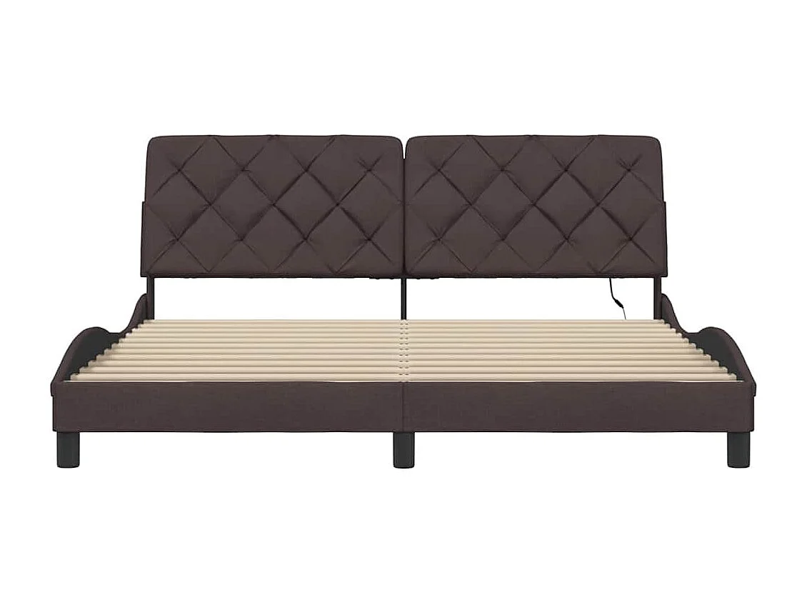 Bedframe met LED zonder matras 180x200 cm stof donkerbruin