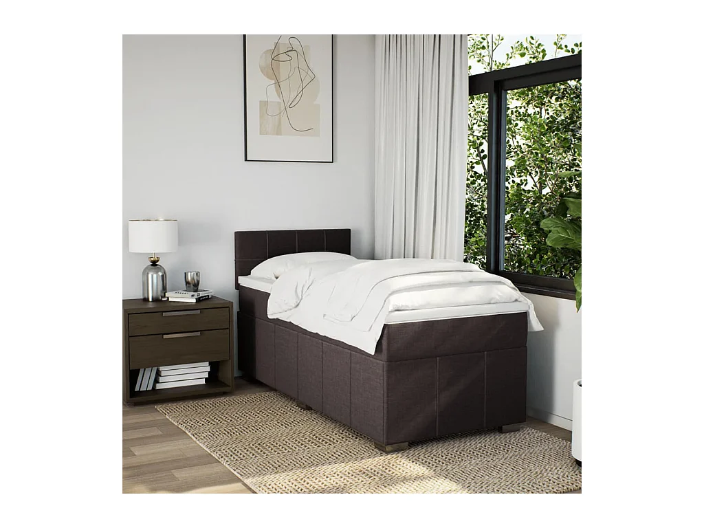 Boxspringbett mit Matratze Dunkelbraun 100x200 cm Stoff