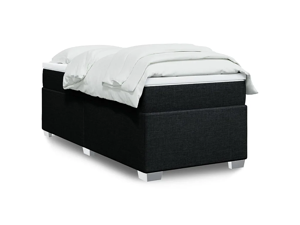 Giroletto a Molle con Materasso Nero 90x190 cm in Tessuto