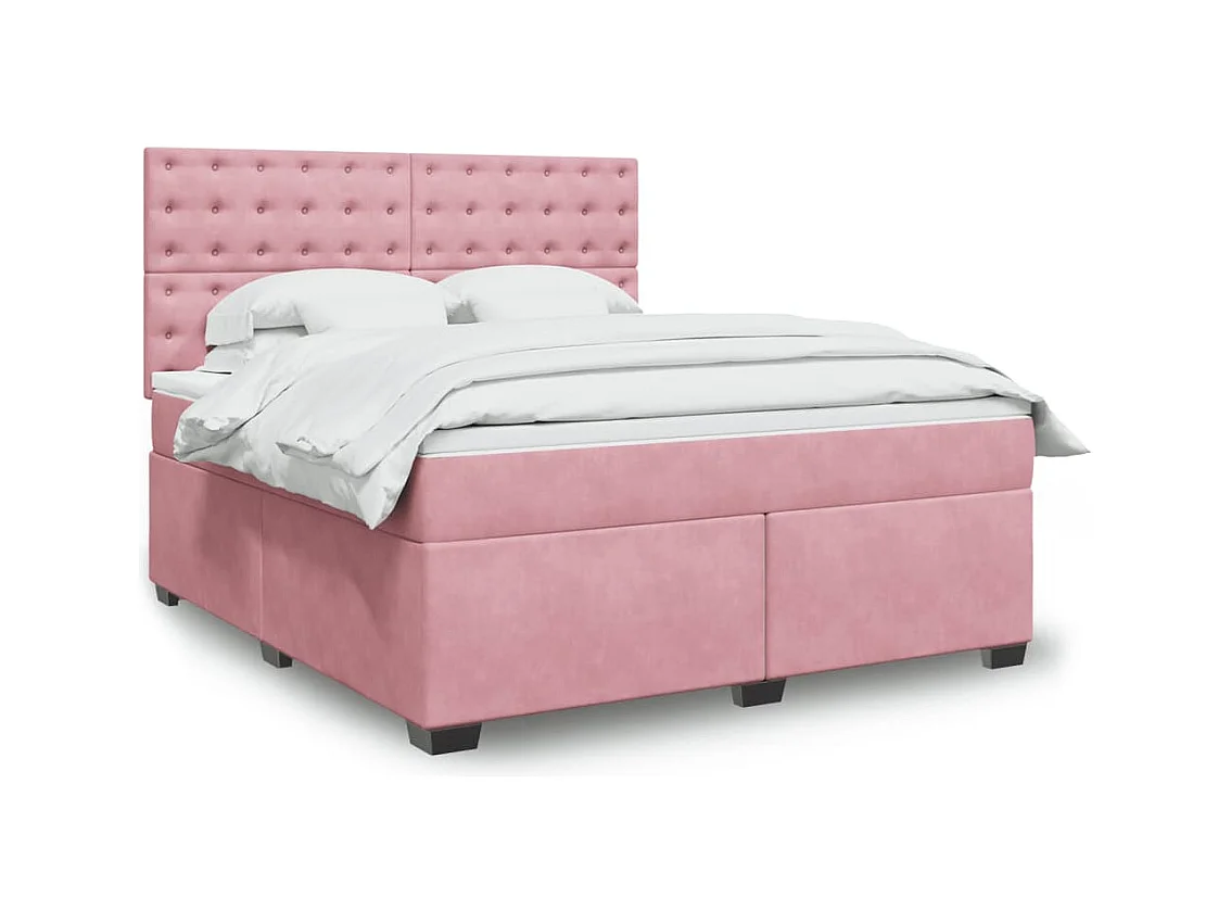 Boxspring met matras fluweel roze 180x200 cm
