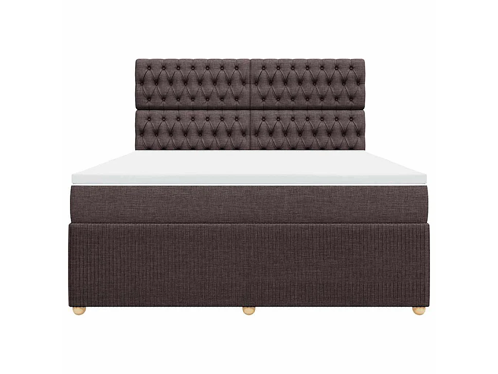 Cama box spring con colchón tela marrón oscuro 180x200 cm