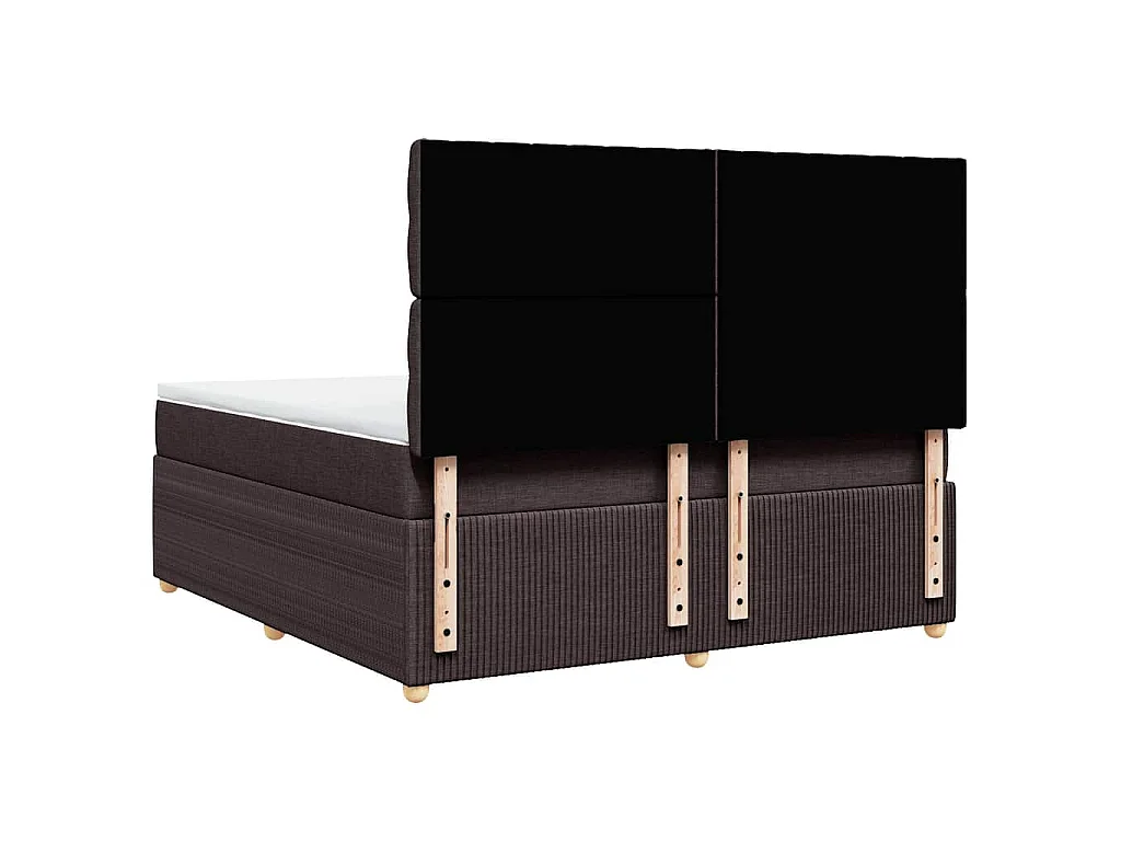 Cama box spring con colchón tela marrón oscuro 180x200 cm