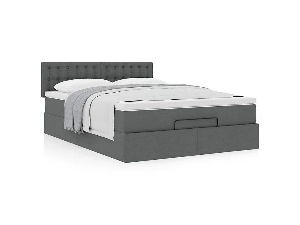 Pouf Letto con Materasso Grigio Scuro 140x200 cm in Tessuto