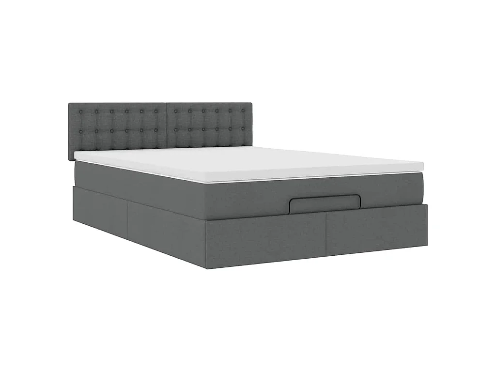 Pouf Letto con Materasso Grigio Scuro 140x200 cm in Tessuto