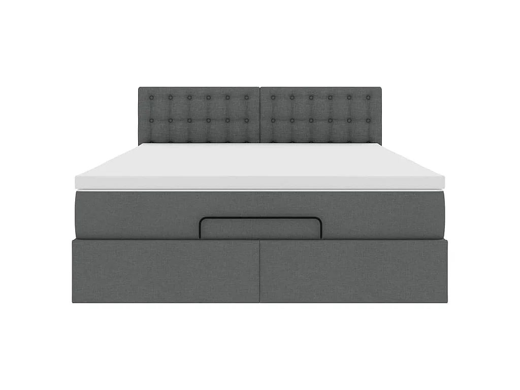 Pouf Letto con Materasso Grigio Scuro 140x200 cm in Tessuto