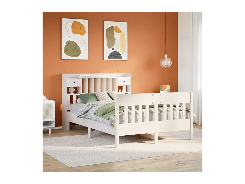 Cadre de lit sans matelas blanc 160x200 cm bois de pin massif