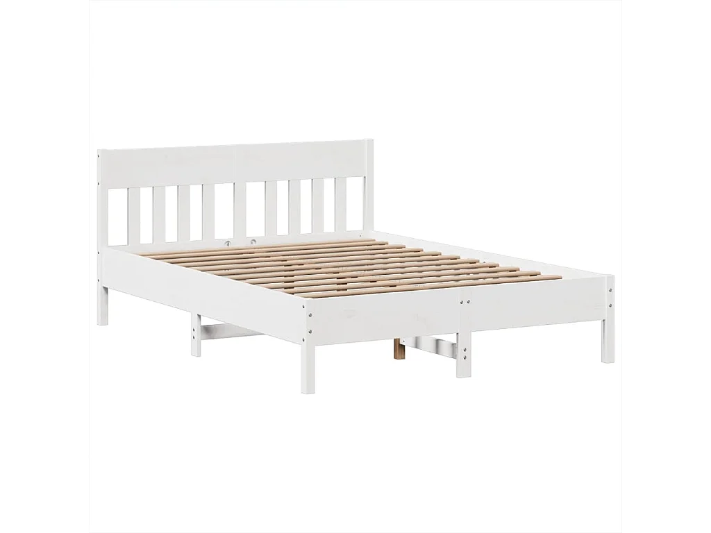 Cadre de lit sans matelas blanc 160x200 cm bois de pin massif