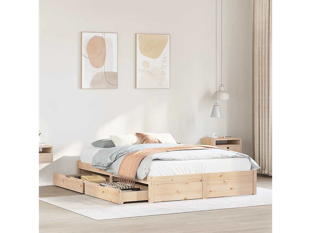Cadre de lit sans matelas 140x190 cm bois de pin massif