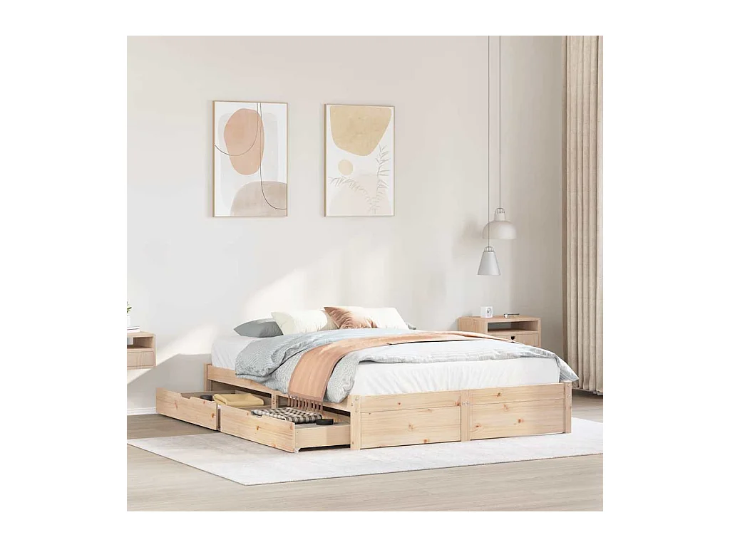 Cadre de lit sans matelas 140x190 cm bois de pin massif