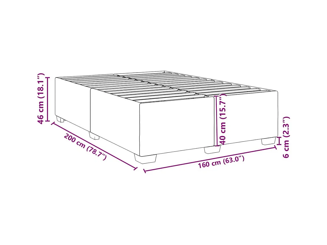 Cadre de lit sans matelas crème 160x200 cm tissu