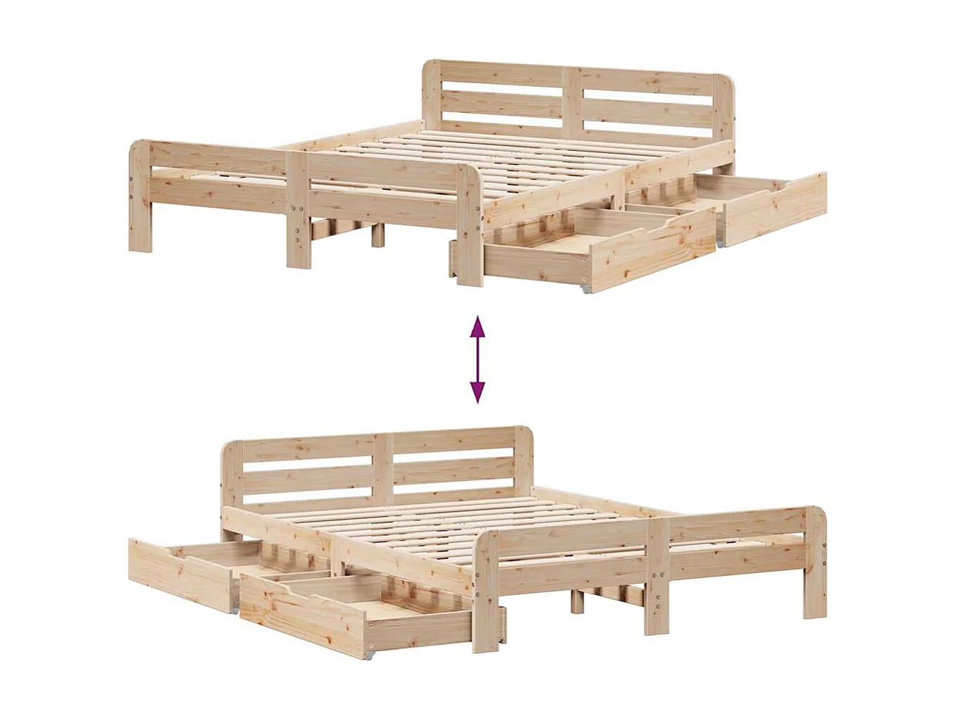 Cama sem colchão 160x200 cm madeira de pinho maciça