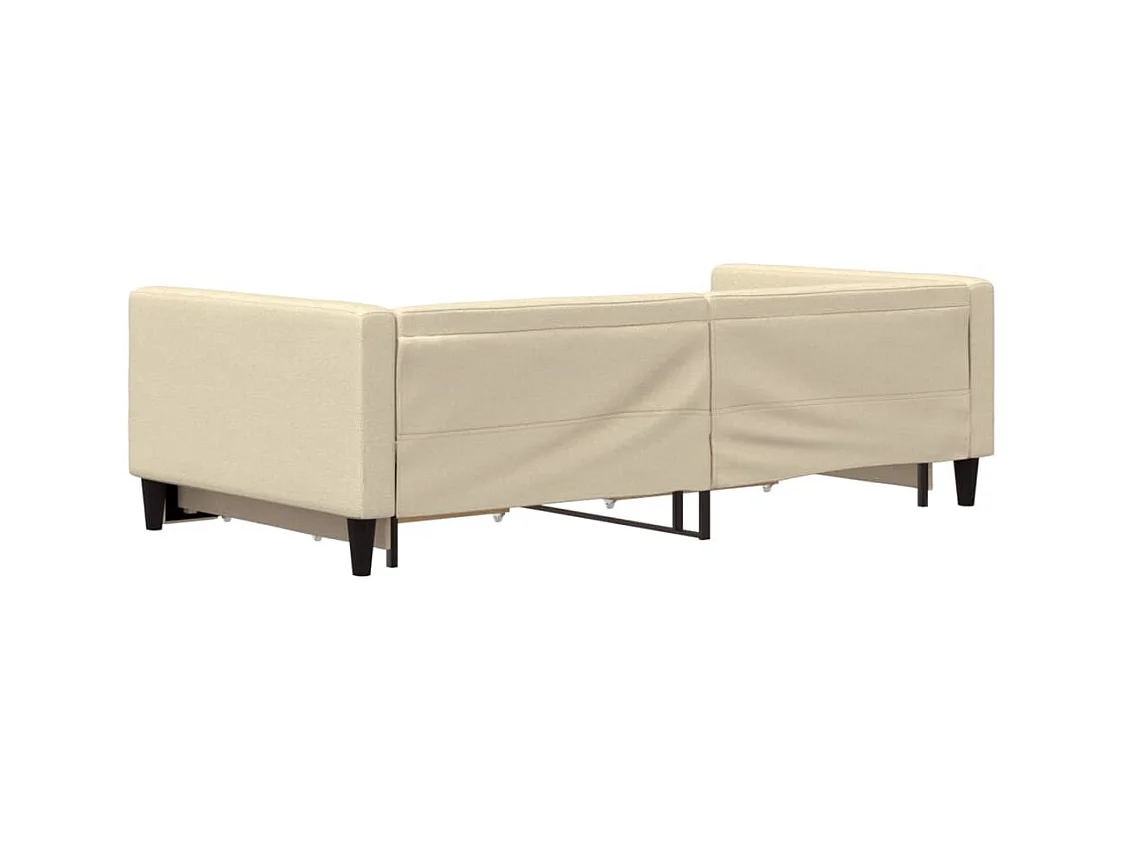 Slaapbank met onderschuifbed en lades 100x200 cm stof crème